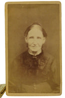 Antique CDV Old Woman Hunched Forward Named Sitter 4 1/8" x 2 1/2" — front view