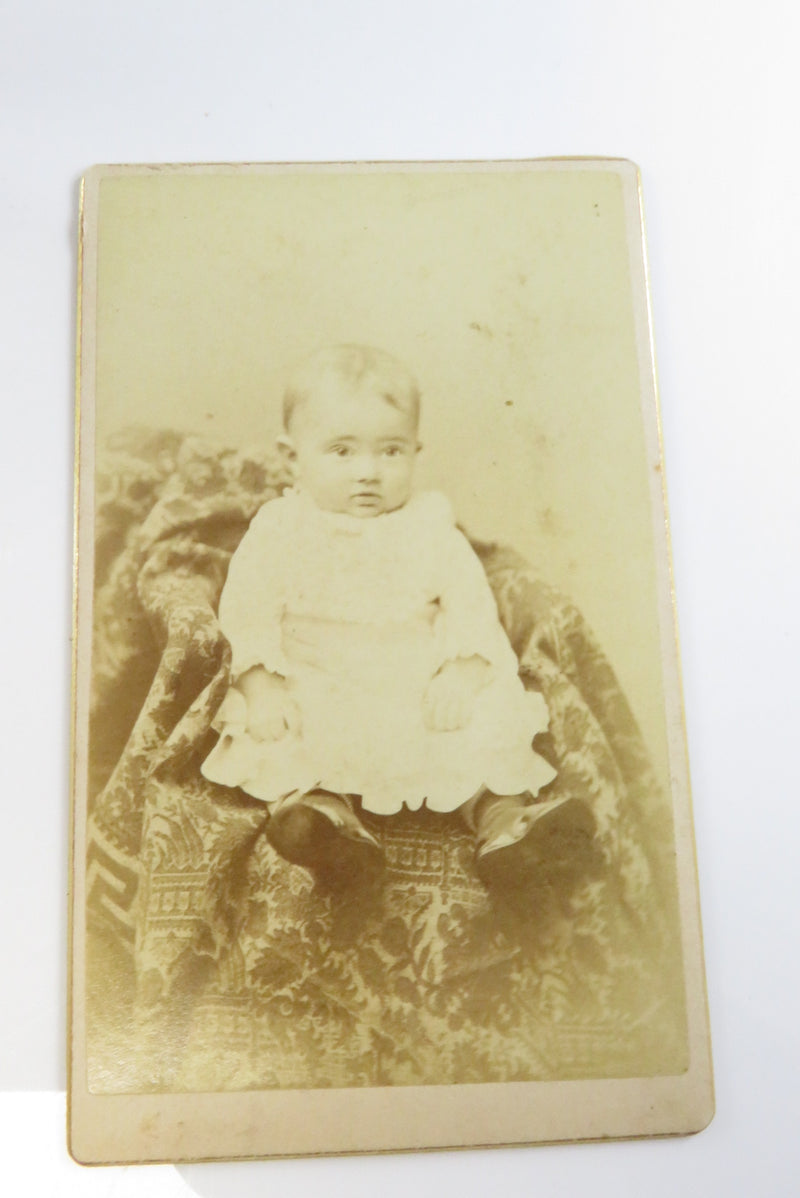 Antique CDV Cute Baby Hidden Mom? Unnamed Sitter A.M. Allen, PA 4 1/8" x 2 1/2"