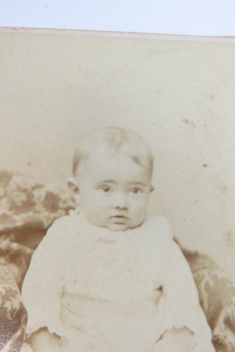 Antique CDV Cute Baby Hidden Mom? Unnamed Sitter A.M. Allen, PA 4 1/8" x 2 1/2"