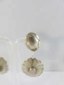 Navajo Sterling Silver Pink Mother of Pearl Concho Drop Earrings by Juan Guerra 2 1/8 Inch