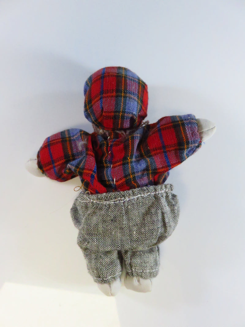 Vintage Flannel Dressed Girl Porcelain Head Sand Filled Body?