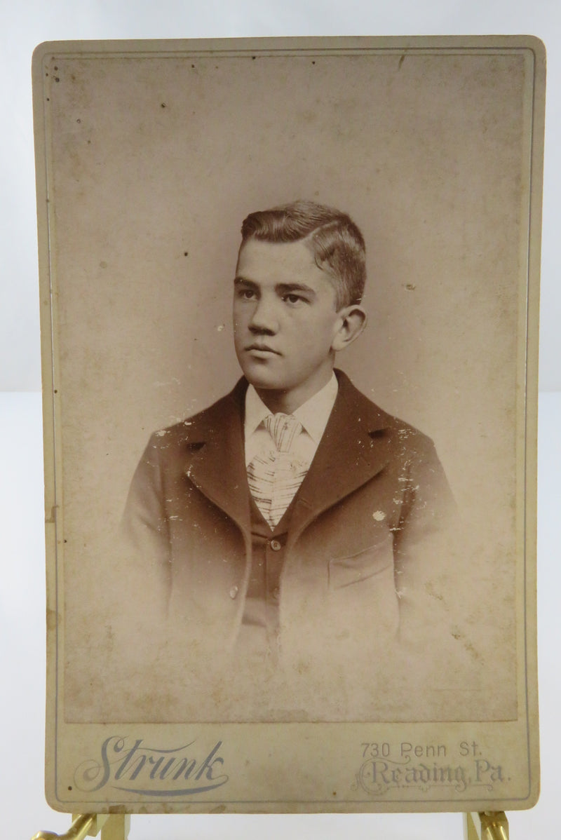 Antique Cabinet Card Young Man Big Nose Strunk Reading PA