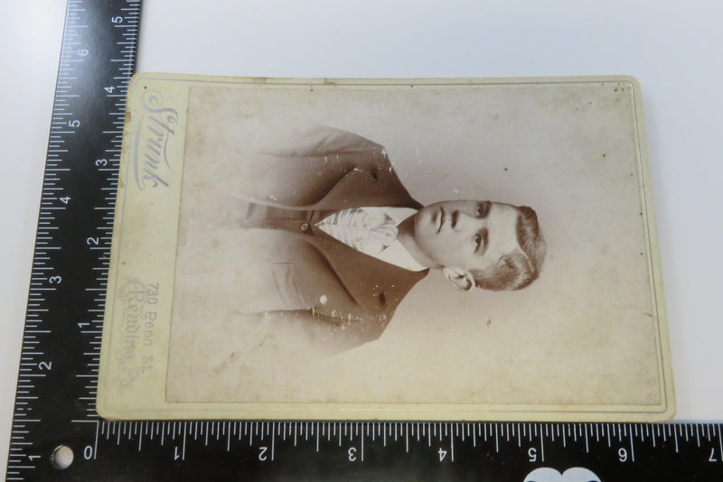 Antique Cabinet Card Young Man Big Nose Strunk Reading PA