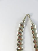 Southwestern Sterling Silver Graduated Pillow Disc Etched Oval Necklace Signed QT Quoc Turquoise 20.25in