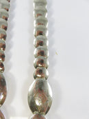 Southwestern Sterling Silver Graduated Pillow Disc Etched Oval Necklace Signed QT Quoc Turquoise 20.25in