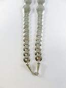 Southwestern Sterling Silver Graduated Pillow Disc Etched Oval Necklace Signed QT Quoc Turquoise 20.25in