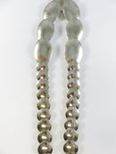 Southwestern Sterling Silver Graduated Pillow Disc Etched Oval Necklace Signed QT Quoc Turquoise 20.25in