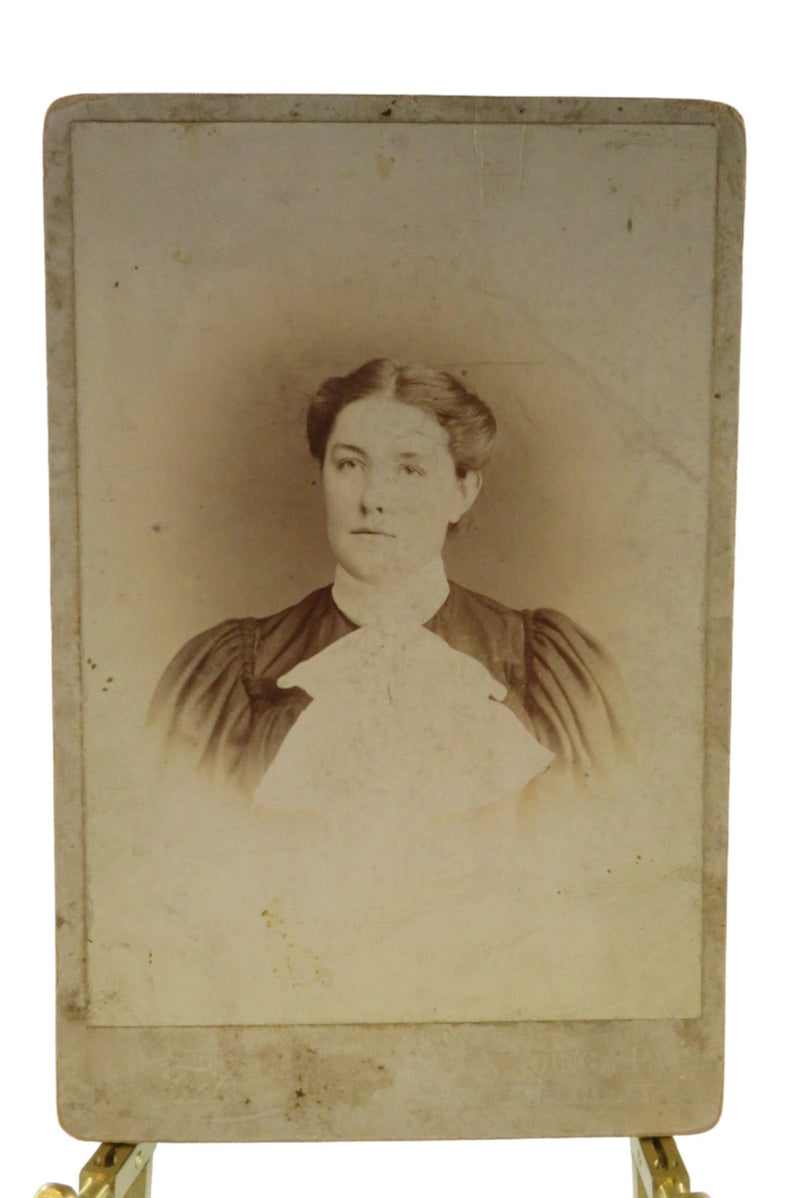 Antique Cabinet Card Woman in Fancy Dress Fritz Reading PA — front view