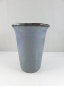 Handmade Pottery Flared-Rim Tumbler Blue Glaze Studio Art Cup Signed 4 7/8 Inch Tall Vessel