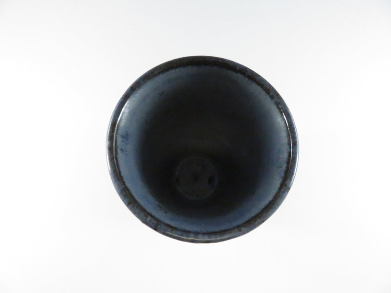 Handmade Pottery Flared-Rim Tumbler Blue Glaze Studio Art Cup Signed 4 7/8 Inch Tall Vessel