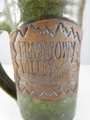 Brasstown Valley Handmade Pottery Mug Green Glaze Studio Craft Souvenir Cup 5 Inch High