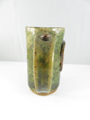 Brasstown Valley Handmade Pottery Mug Green Glaze Studio Craft Souvenir Cup 5 Inch High