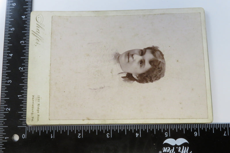 Antique Cabinet Card Girl in White Shaffer Harrisburg PA