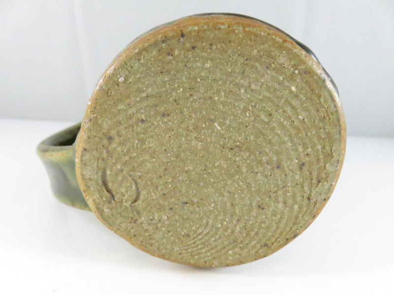 Brasstown Valley Handmade Pottery Mug Green Glaze Studio Craft Souvenir Cup 5 Inch High