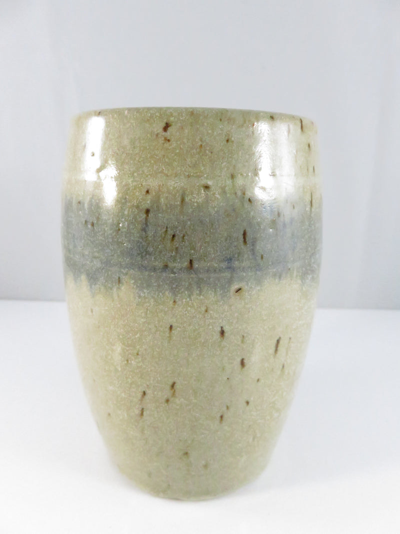 Jug-Town Ware Pottery Barrel-Form Tumbler 5 Inch Handmade Stoneware Cup Stamped Base