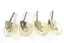 Vintage Set of 4 Plastic 2" Caster Wheels 1 5/8" Post for Repurpose — front view