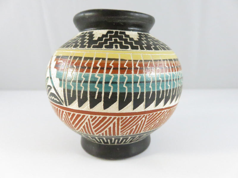 Hand-Etched Navajo Pottery Miniature Vase Signed Yabeny Diné Southwest Art