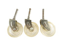 Vintage Grouping of 3 Plastic 2" Caster Wheels 1 5/8" Post for Repurpose — front view