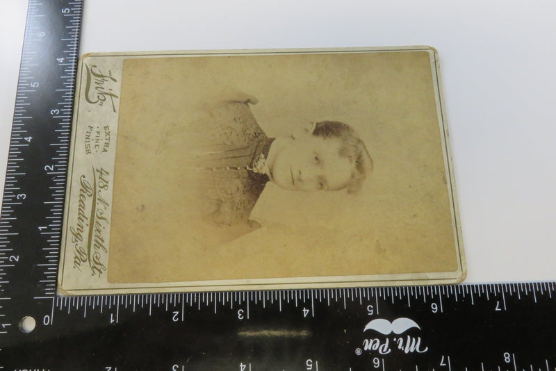 Woman With Fancy Collar Pin Antique Cabinet Card Photo by Fritz Reading PA