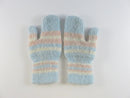 Vintage 1960s Toddler Knit Mittens Pastel Blue Pink White Striped Pattern Winter Accessory