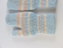 Vintage 1960s Toddler Knit Mittens Pastel Blue Pink White Striped Pattern Winter Accessory
