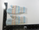 Vintage 1960s Toddler Knit Mittens Pastel Blue Pink White Striped Pattern Winter Accessory