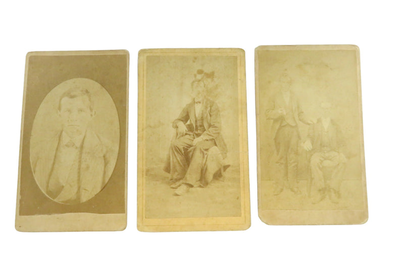 CDV Lot of 3 Men and Young Man Early Cards 4 1/8" x 2 1/2" C.P. Cole