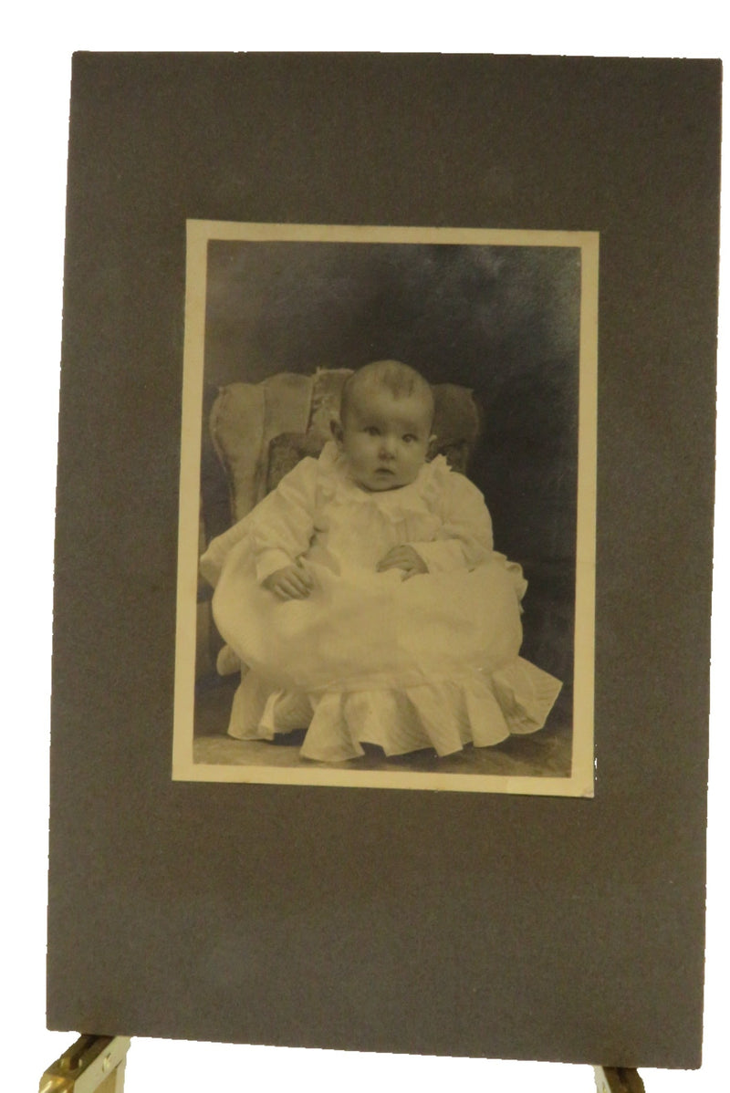 Antique Cabinet Style Card Adorable Baby Mary in White Named Sitter Circa 1910 — front view