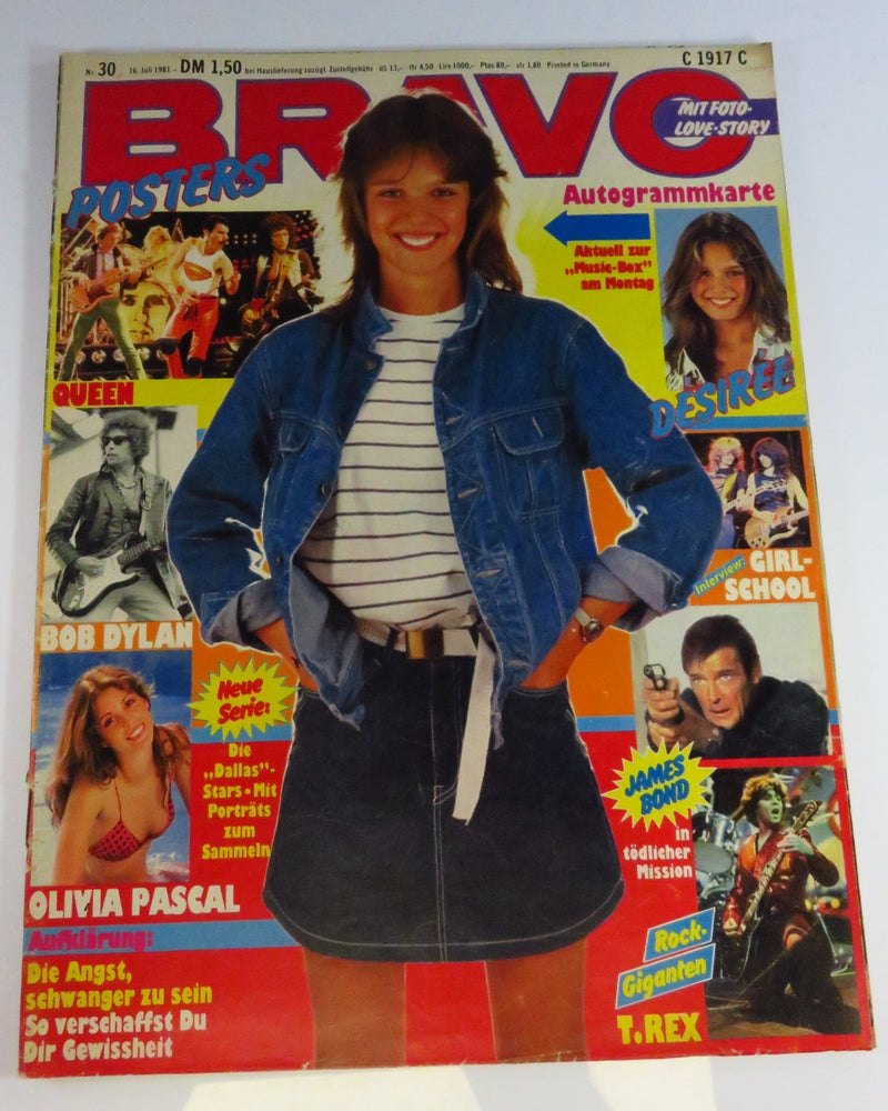 Bravo Magazine July 1981 Nr30 Queen Bob Dylan Olivia Pascal Bond T Rex