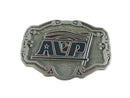 Vintage Hit Line USA Pewter Belt Buckle AVP Flag Logo Black Red Enamel
