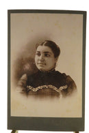 Antique Cabinet Style Card Woman Looking Right c1910 Smith Leipsic Ohio — front view