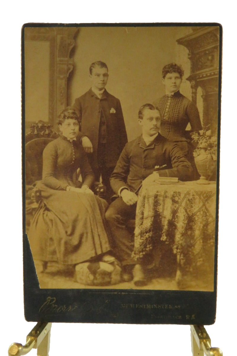 2 Men 2 Women in Pose Antique Cabinet Card Borrell Providence RI