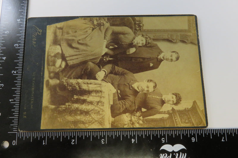 2 Men 2 Women in Pose Antique Cabinet Card Borrell Providence RI