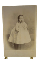 Cute Baby on Roman Style Column Antique Cabinet Card J. Howard Baker Little Cree — front view