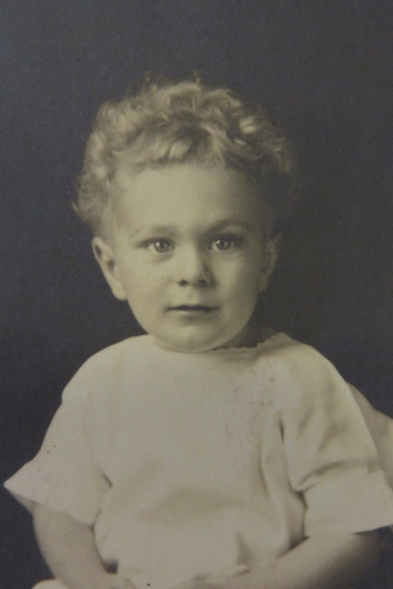 Antique Photograph A Blonde Toddler Seated on Bench c1915