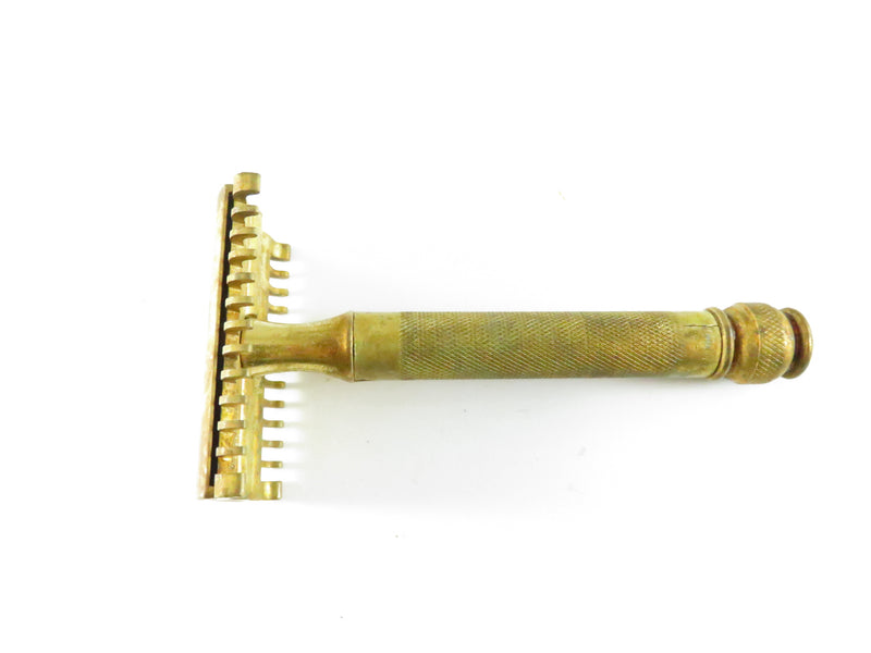 Brass Gillette Diamond Arrow Safety Razor For Parts or Repair c1920s