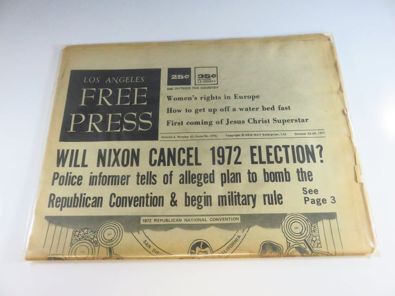 Los Angeles Free Press Vol 8 No 43 Oct 22-29 1971 Will Nixon Cancel 1972 Election? — front view