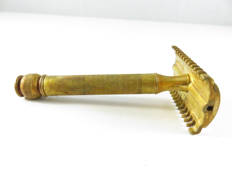 Brass Gillette Diamond Arrow Safety Razor For Parts or Repair c1920s