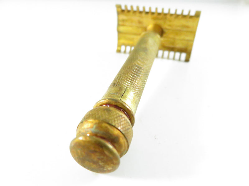 Brass Gillette Diamond Arrow Safety Razor For Parts or Repair c1920s