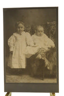 Antique Cabinet Style Card Adorable Baby With Girl Wearing Photo Brooch of Baby — front view