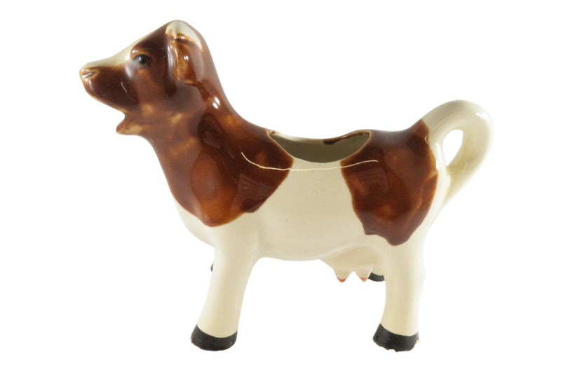 Ceramic Brown White Cow Form Creamer Milk Jug