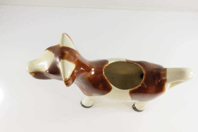 Vintage Ceramic Brown White Cow Form Creamer Milk Jug