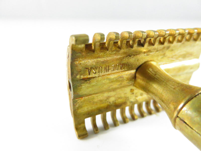 Brass Gillette Diamond Arrow Safety Razor For Parts or Repair c1920s