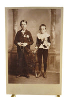 Antique Cabinet Card 2 Boys Flowers and Bible Bateham Norwalk c1900 — front view