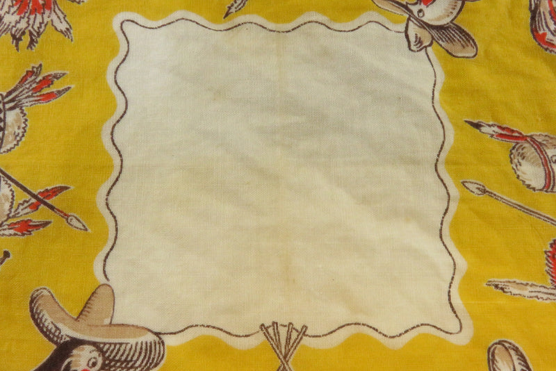 Adorable Old Cowboy & Indians Duck, Rooster, Chicks Themed Handkerchief