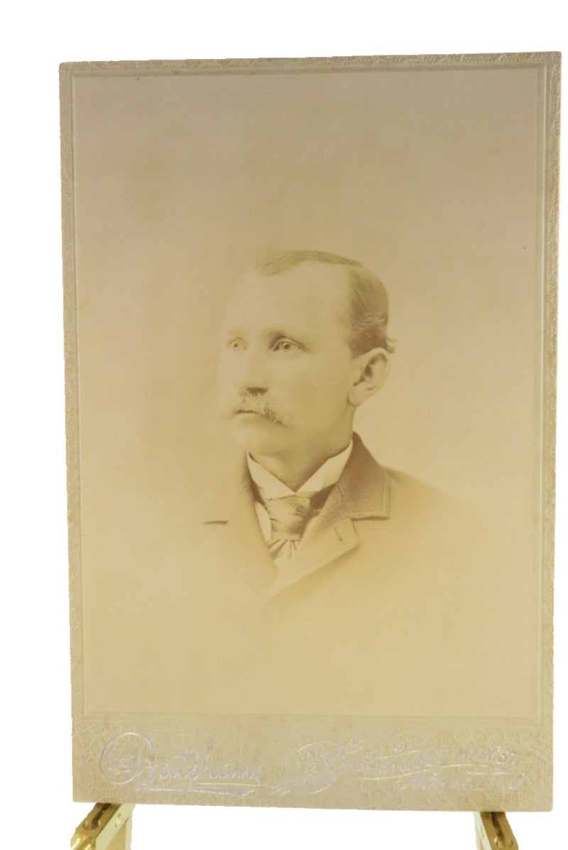 Antique Cabinet Card Middle Aged Man Looking RIght Bateham Norwalk Ohio — front view