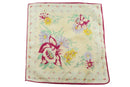 Vintage Floral Handkerchief with Green, Blue, Yellow, Burgundy, Tanning — front view
