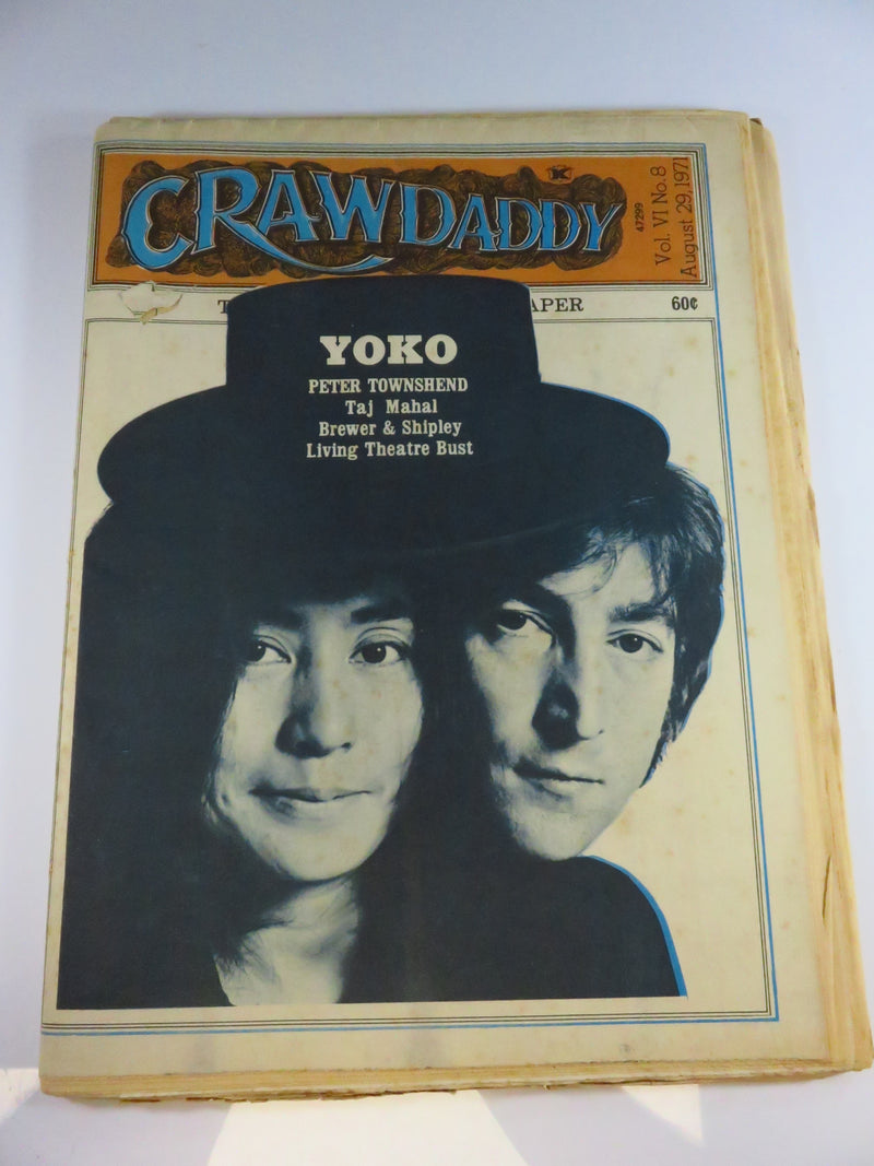 Crawdaddy Vol VI No.8 August 29, 1971 Yoko Ono & John Lennon Cover