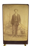 Antique Cabinet Card Man Leaning on Chair of Branches J.P. & L.A. Biles — front view