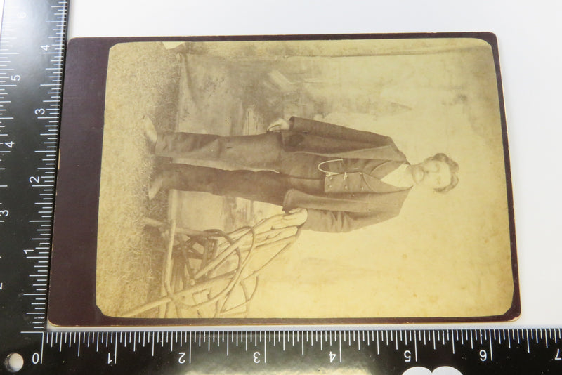 Antique Cabinet Card Man Leaning on Chair of Branches J.P. & L.A. Biles